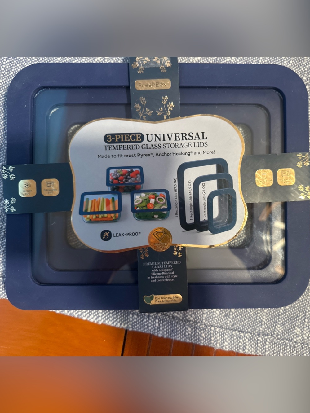 3-Piece Universal Tempered Glass Storage Lids - desing to fit MOST Pyrex